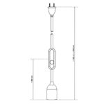 Dimensionen für Relight In Control - Plug-In Textilkabel-Leuchte mit Relight Moment Schnurdimmer und Lampenfassung aus Bakelit