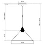 Dimensionen für Vintage Industrieleuchte mit Lampenschirm aus emailliertem Stahlblech konisch 26cm