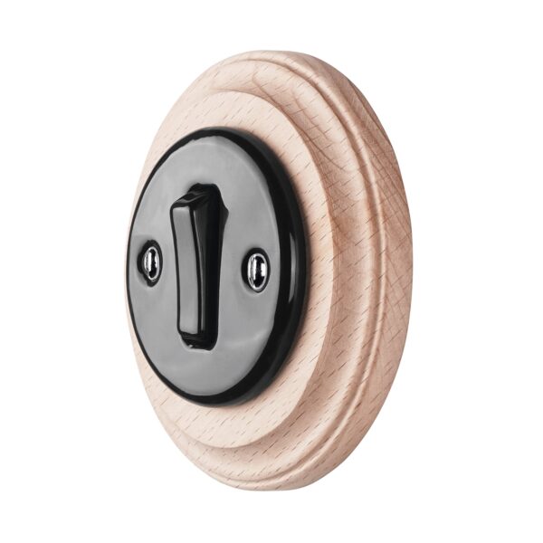 Lightstock Retro Unterputz-Schalter aus Porzellan, 1-Fach, 2-Polig, Schwarz 5