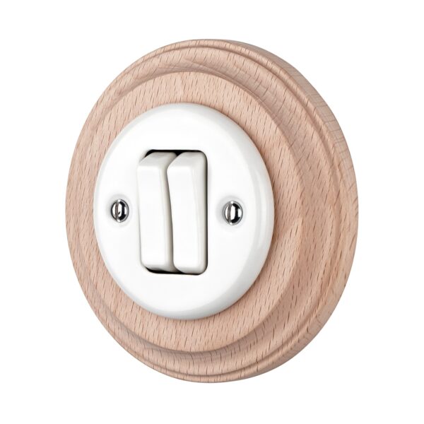 Lightstock Retro Unterputz-Schalter aus Porzellan, 2-Fach, 2-Polig, Weiß 4