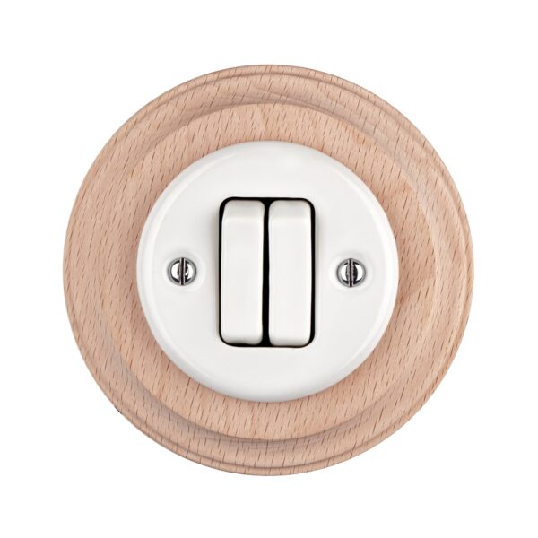 Lightstock Retro Unterputz-Schalter aus Porzellan, 2-Fach, 2-Polig, Weiß 6