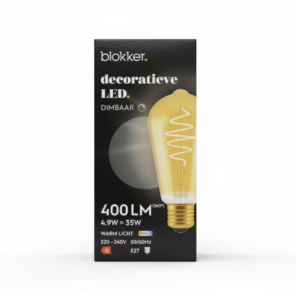 Blokker E27 Curled LED Edison ST64 Lampe, gold getönt, 4.9W, dimmbar
