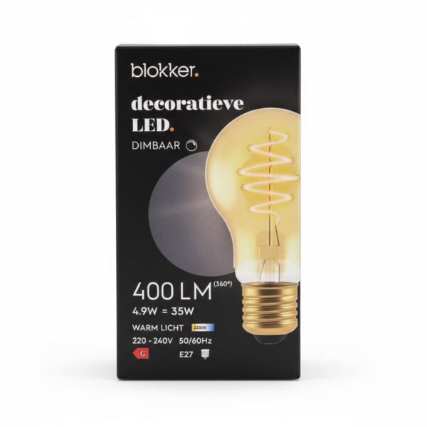 Blokker E27 Curled LED Lampe, A60, 4.9W, gold getönt, dimmbar