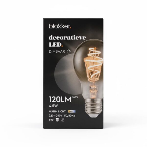 Blokker E27 Curled LED Lampe, A60, 4.9W, smoke, dimmbar