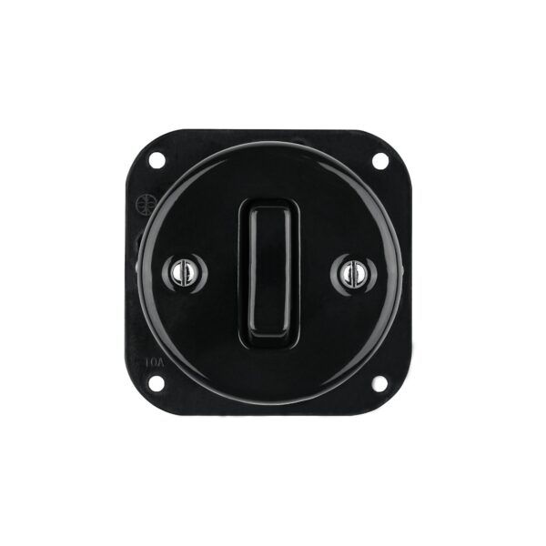 Lightstock Schaltereinsatz Retro Unterputz-Schalter aus Porzellan, 1-Fach, 2-Wege, Schwarz