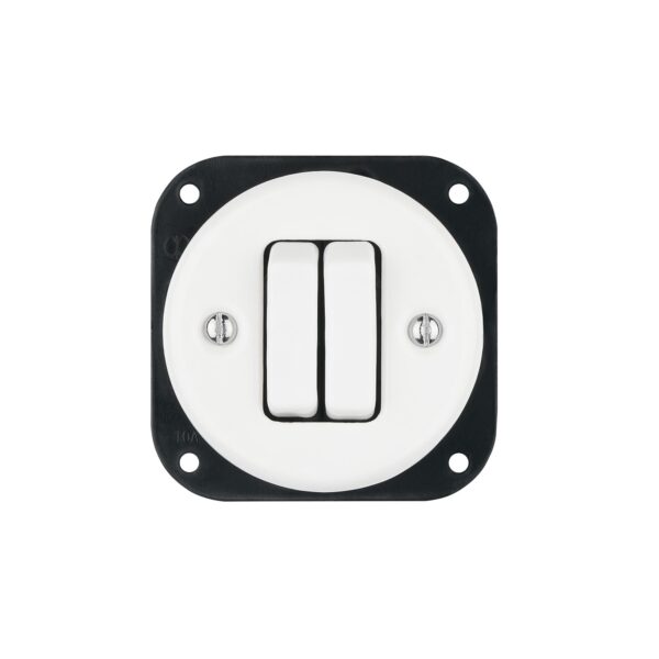 Lightstock Schaltereinsatz Retro Unterputz-Schalter aus Porzellan, 2-Fach, 2-Wege, Weiß