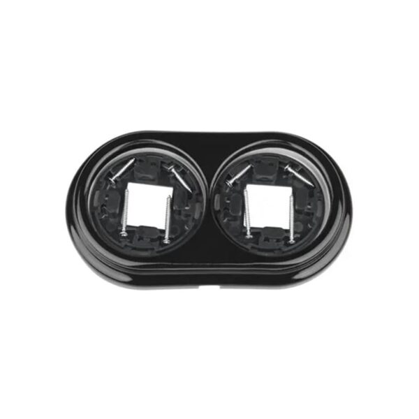 Porzellan-Rahmen 2-fach für Aufputz-Steckdose/Schalter, Schwarz