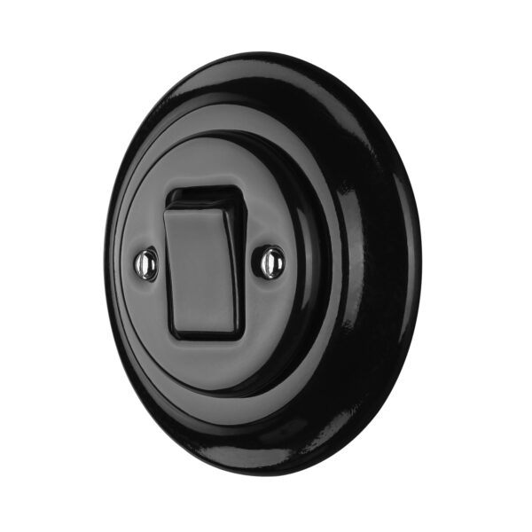 Lightstock Retro Unterputz Porzellan Kreuzschalter (1-Fach, 3-Wege), Schwarz 2