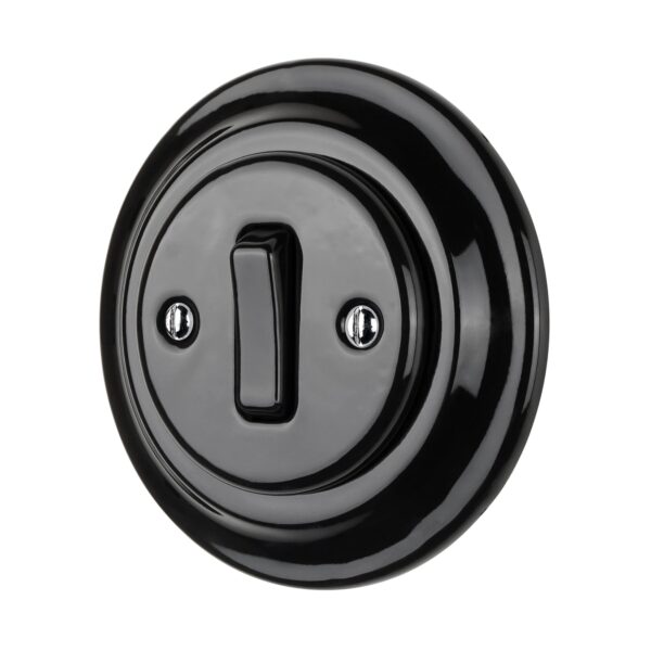 Lightstock Retro Unterputz-Wechselschalter aus Porzellan, 1-Fach, Schwarz