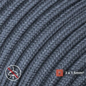textilkabel stoffkabel schlauchleitung stoffummantelt textilummantelt pvc-kabel rundkabel h03vv-f 3g 0.75 3x1.5mm 3-adrig dreiadrig grau graphit