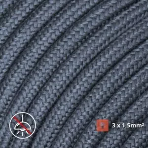 textilkabel stoffkabel schlauchleitung stoffummantelt textilummantelt pvc-kabel rundkabel h03vv-f 3g 0.75 3x1.5mm 3-adrig dreiadrig grau graphit