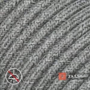 textilkabel stoffkabel schlauchleitung stoffummantelt textilummantelt pvc-kabel rundkabel h03vv-f 3g 0.75 3x1.5mm 3-adrig dreiadrig grau-melange