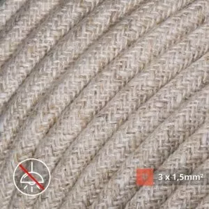 textilkabel stoffkabel schlauchleitung stoffummantelt textilummantelt pvc-kabel rundkabel h03vv-f 3g 0.75 3x1.5mm 3-adrig dreiadrig leinen braun