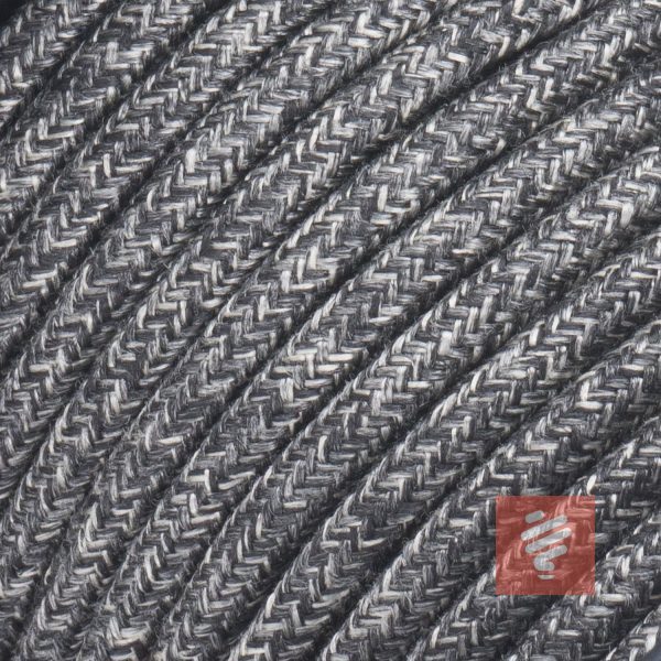textilkabel stoffkabel schlauchleitung stoffummantelt textilummantelt pvc-kabel rundkabel h03vv-f 3g 0.75 3x0.75mm 3-adrig dreiadrig schwarz-melange