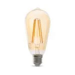 Dekorative E27 LED Filament Lampe, Gold Getönt, Lange Filamente, 3.5W 2100 Kelvin, Extra Warm 320lm, Kolbenform ST64 Dimmbar