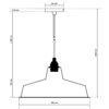 Dimensionen für Vintage Industrieleuchte mit Lampenschirm aus emailliertem Stahlblech mit 500mm Kabel