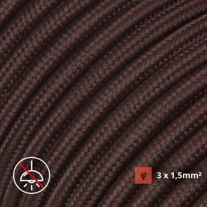 Textilkabel für Aufputz-Elektroinstallation, Dunkelbraun (3x1.5mm)