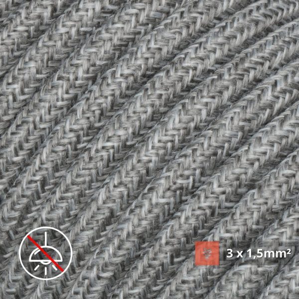 Textilkabel für Aufputz-Elektroinstallation, Grau-Melange (3x1.5mm)