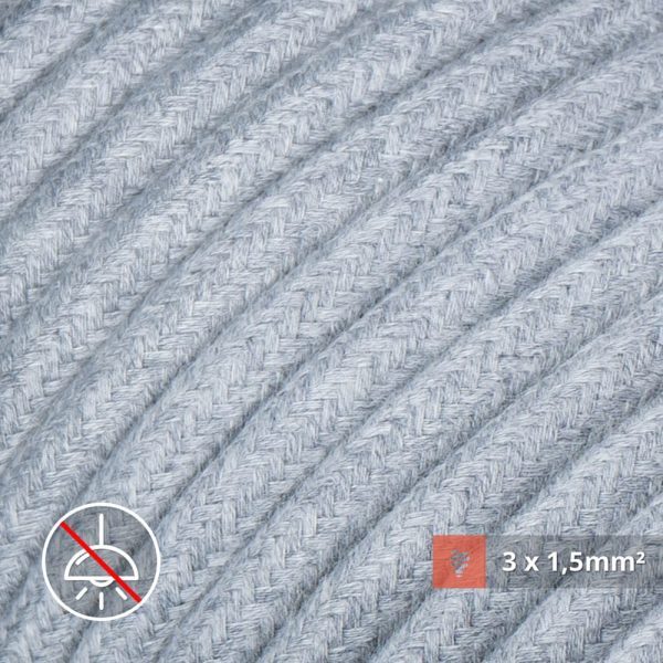 Textilkabel für Aufputz-Elektroinstallation, Hellgrau (3x1.5mm)