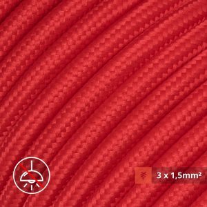 Textilkabel für Aufputz-Elektroinstallation, Rot (3x1.5mm)