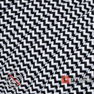 Textilkabel für Aufputz-Elektroinstallation, Schwarz-Weiß (3x1.5mm)