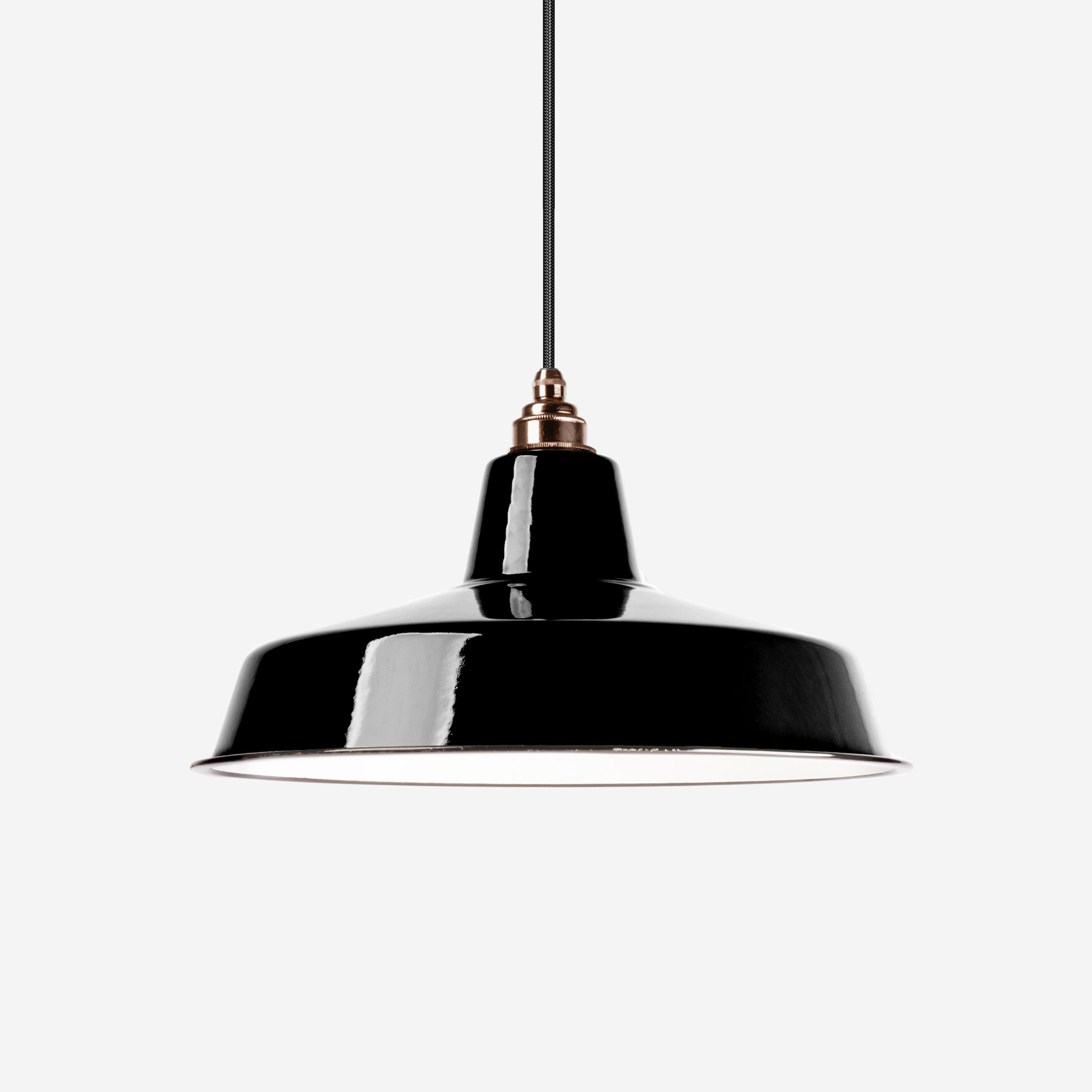 350mm Fassung aus Messing Industrie-Lampe Vintage Lampenschirm Emaille emailliert Antik-gebürstet schwarz Fabriklampe inkl 
